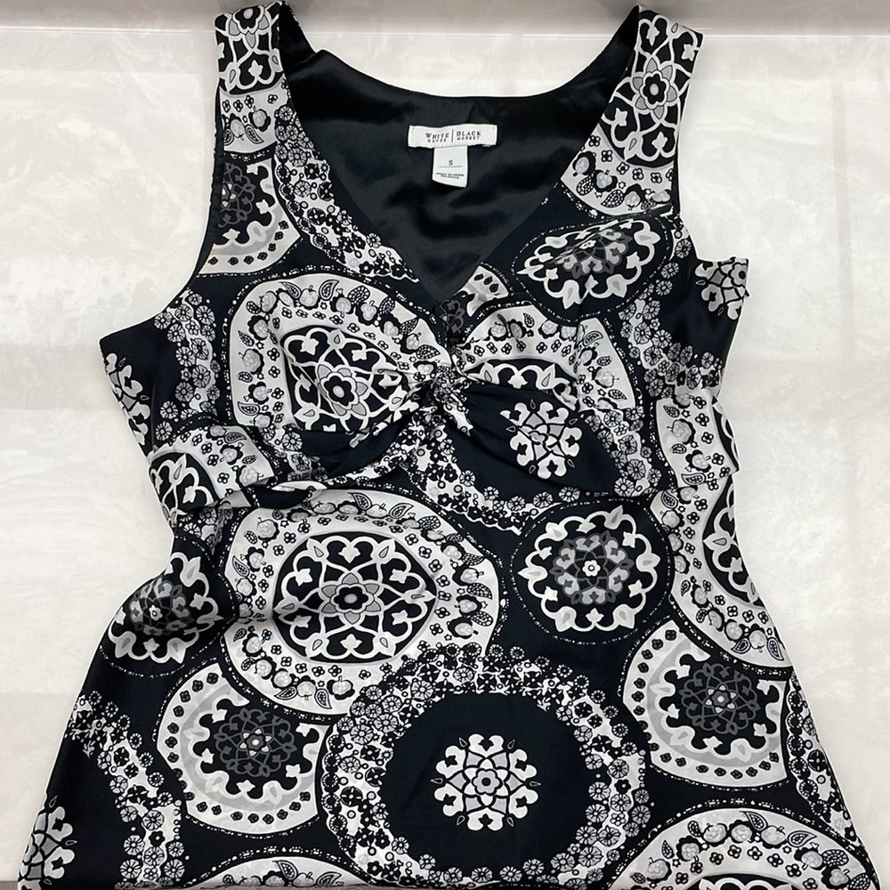 WHBM Black Silk Sleeveless Flowy Blouse Top Small - Picture 3 of 7